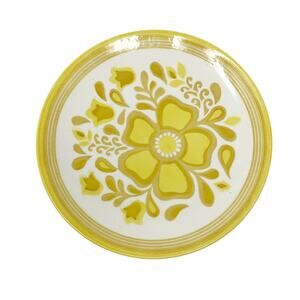 Vintage Cavalier Ironstone Yellow Marigold Floral 10" Plate 60s 70s Mod Style